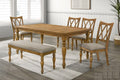 Best master Huntington-6PC 6 pc Huntington 72" natural oak finish wood dining table set with bench