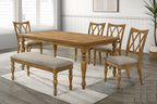 Best Master Huntington 6-Piece 72" Natural Oak Wood Dining Table Set with Bench – Huntington-6PC