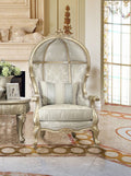 Homey Design HD-01-Chair Champagne silver with golden hue finish wood Hood Chair