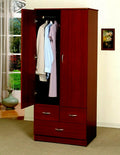 Asia Direct 664-CH Visconti soho cherry finish wood 2 doors and 3 drawers wardrobe closet armoire