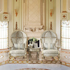 Homey Design HD-01-Chair Champagne silver with golden hue finish wood Hood Chair