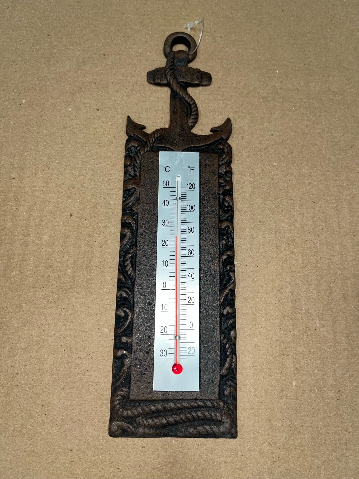 CHIBPH1142 Cast iron nautical anchor rope themed thermomoter weather temperature gauge