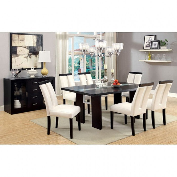 CM3559T-7PC 7 pc Luminate luminar i black finish wood center led frosted glass light strip dining table set
