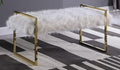 Best Master JJ023 Everly quinn thiel white faux fur bedroom entry bench gold metal frame