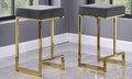 Best master JL014-GRY-FBR Set of 2 Jakob grey velvet fabric counter height bar stools gold frame mid-century modern