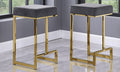 Best master JL014-GRY-LTR Set of 2 Jakob grey faux leather fabric counter height bar stools gold frame mid-century modern