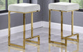 Best Master Jakob Set of 2 White Velvet Counter Height Bar Stools with Gold Frame – JL014-WHT-FBR