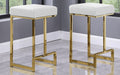 Best Master Jakob Set of 2 White Faux Leather Counter Height Bar Stools with Gold Frame – JL014-WHT-LTR