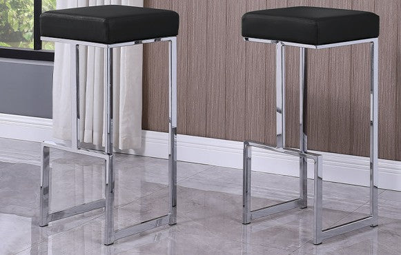Best master JL015-BLK-LTR Set of 2 Jakob black faux leather bar stools chrome frame mid-century modern