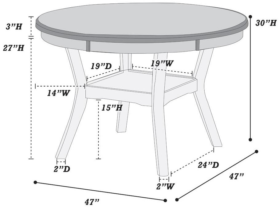 Poundex F2564-1812 5 pc grey finish wood 47" round dining table set Wildon home studio