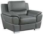 Global United 4572GR-2PC 2 pc Latitude run huckleberry modern style grey genuine leather sofa and love seat set