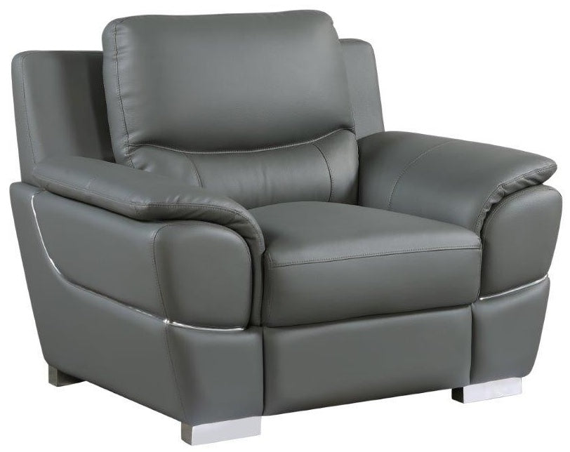 Global United 4572GR-2PC 2 pc Latitude run huckleberry modern style grey genuine leather sofa and love seat set
