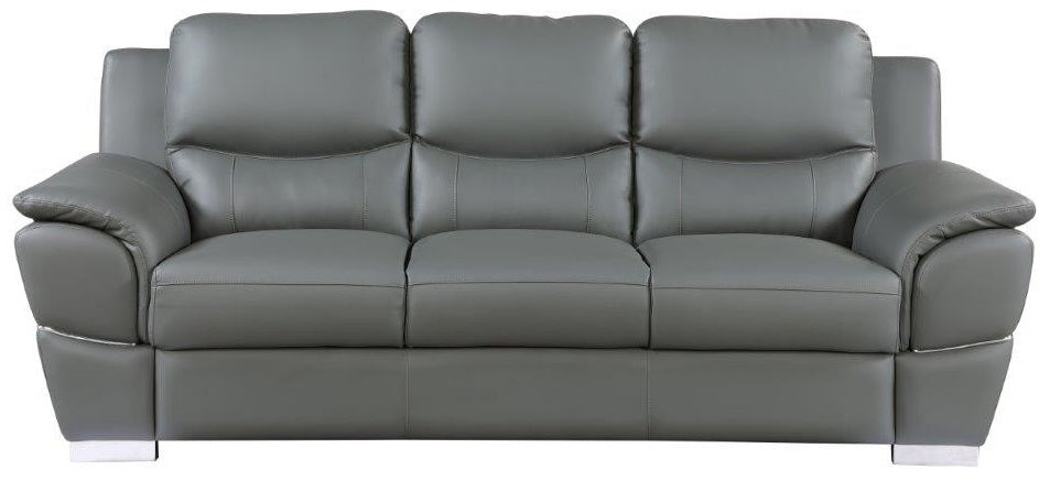 Global United 4572GR-2PC 2 pc Latitude run huckleberry modern style grey genuine leather sofa and love seat set