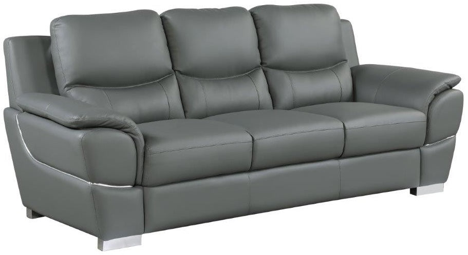 Global United 4572GR-2PC 2 pc Latitude run huckleberry modern style grey genuine leather sofa and love seat set