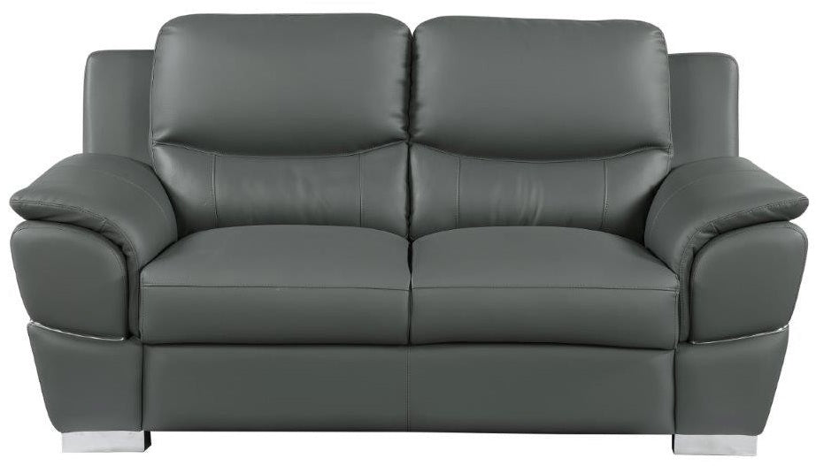 Global United 4572GR-2PC 2 pc Latitude run huckleberry modern style grey genuine leather sofa and love seat set
