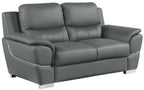 Global United 4572GR-2PC 2 pc Latitude run huckleberry modern style grey genuine leather sofa and love seat set