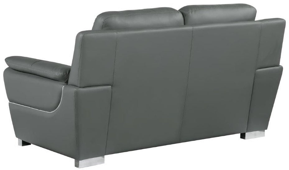 Global United 4572GR-2PC 2 pc Latitude run huckleberry modern style grey genuine leather sofa and love seat set