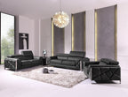 Global United 903BL-2PC 2 pc Orren ellis luigi black italian leather sofa and love seat set