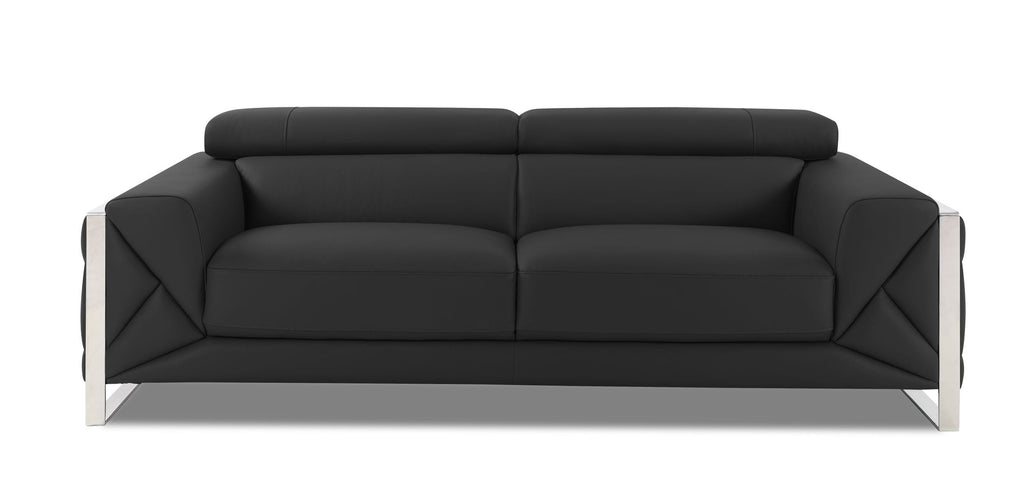 Global United 903BL-2PC 2 pc Orren ellis luigi black italian leather sofa and love seat set