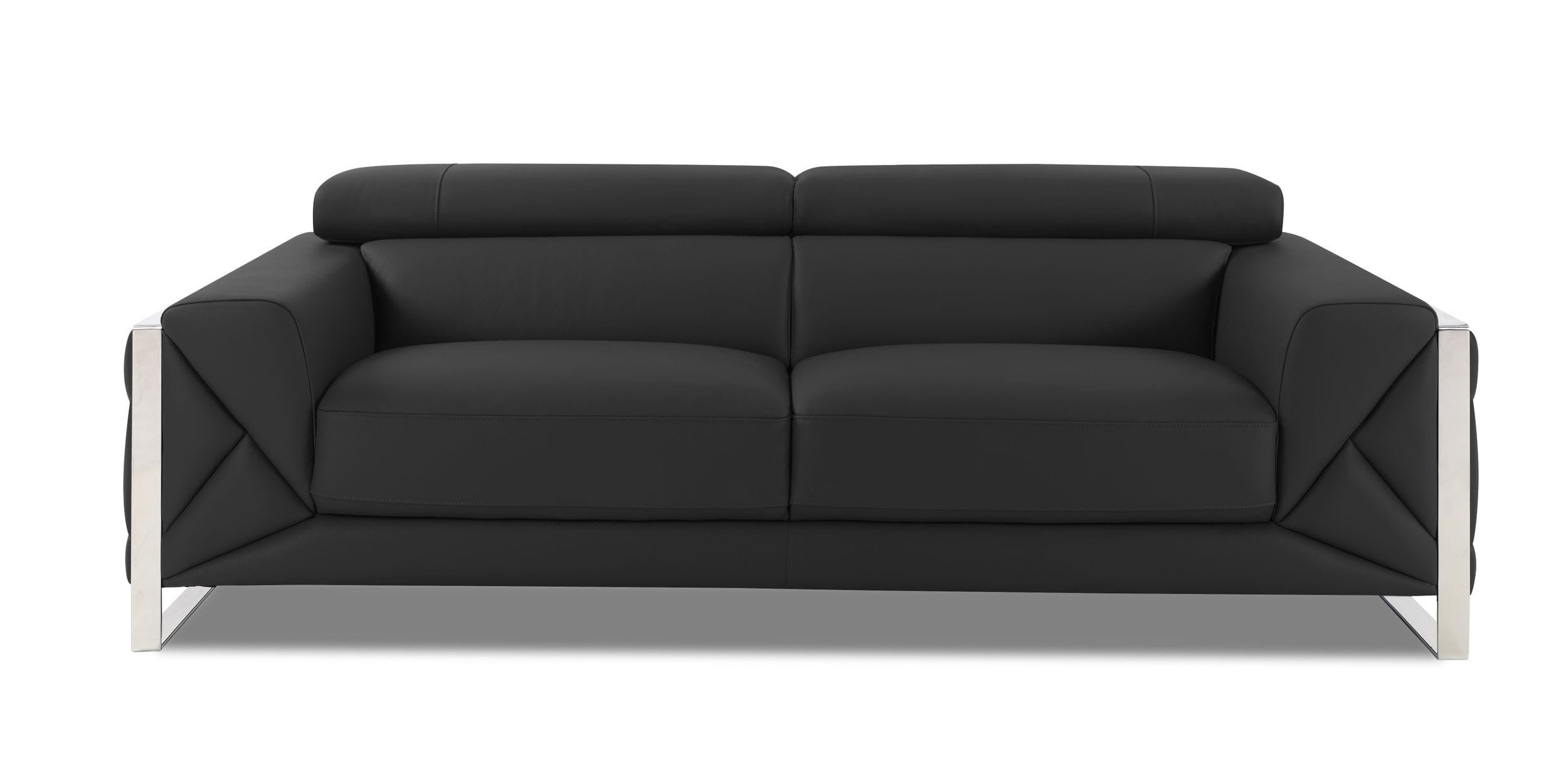 Global United 903BL-2PC 2 pc Orren ellis luigi black italian leather sofa and love seat set