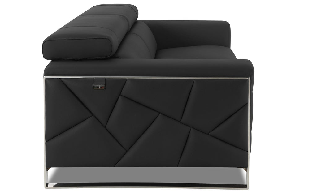 Global United 903GR-2PC 2 pc Orren ellis luigi gray italian leather sofa and love seat set