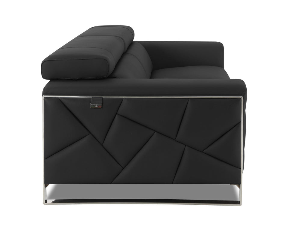 Global United 903BL-2PC 2 pc Orren ellis luigi black italian leather sofa and love seat set