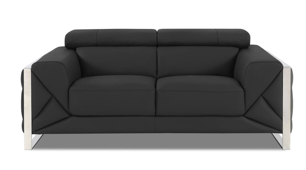 Global United 903BL-2PC 2 pc Orren ellis luigi black italian leather sofa and love seat set