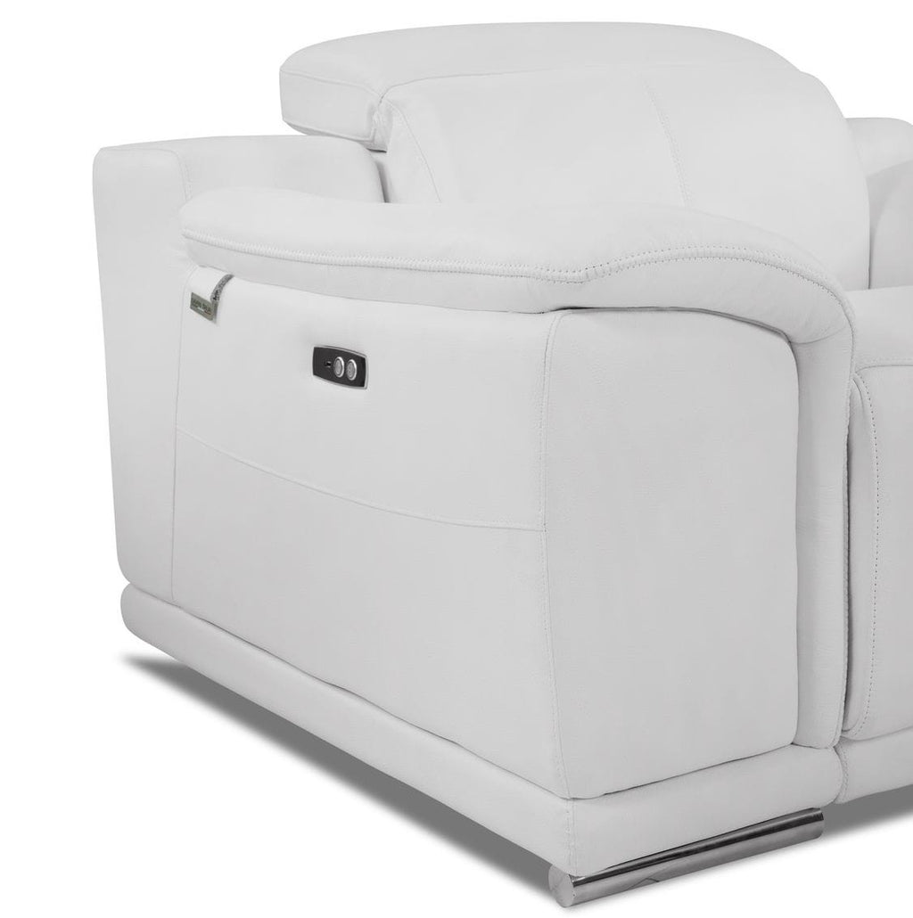 Global United 9762WH-2PC 2 pc DivanItalia white italian leather power reclining sofa and love seat adjustable headrests