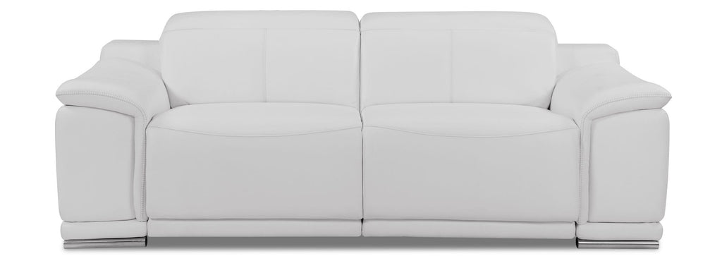 Global United 9762WH-2PC 2 pc DivanItalia white italian leather power reclining sofa and love seat adjustable headrests