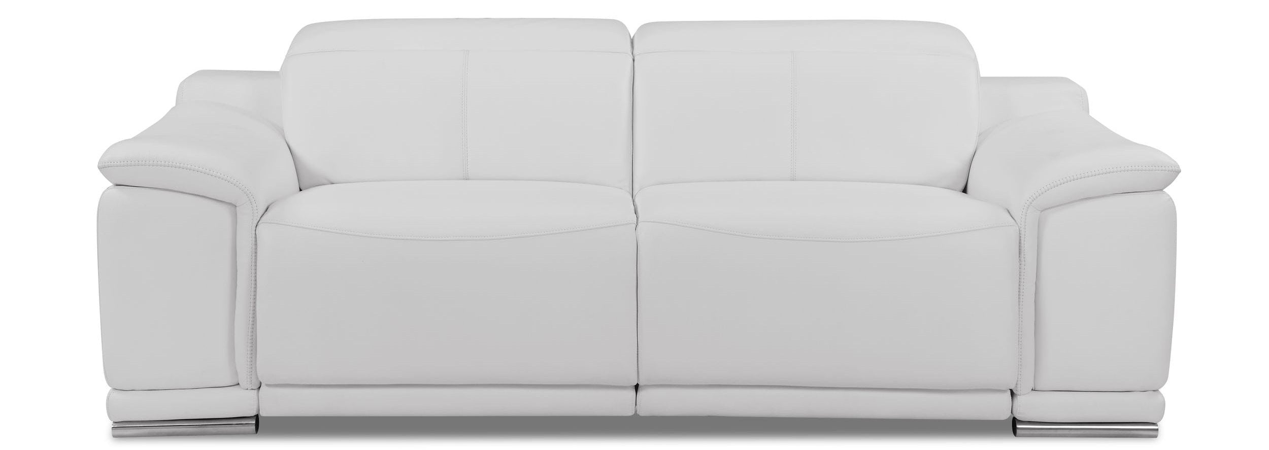 Global United 9762WH-2PC 2 pc DivanItalia white italian leather power reclining sofa and love seat adjustable headrests