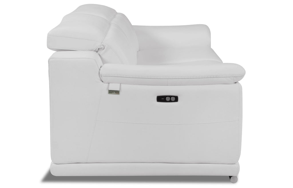 Global United 9762WH-2PC 2 pc DivanItalia white italian leather power reclining sofa and love seat adjustable headrests