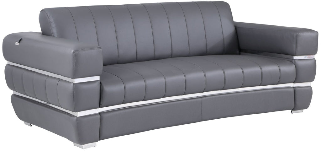 Global United 904GY-2PC 2 pc Orren ellis monza gray italian leather sofa and love seat set
