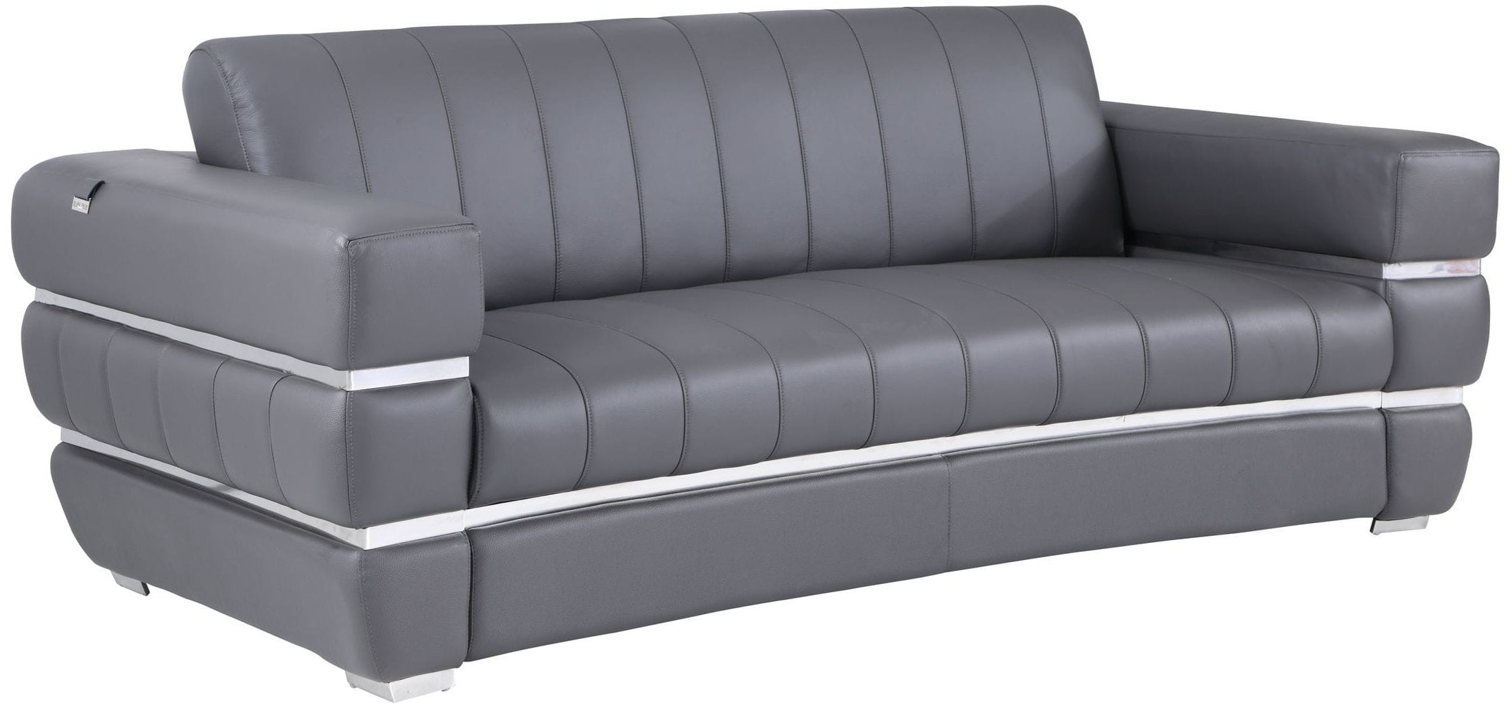 Global United 904GY-2PC 2 pc Orren ellis monza gray italian leather sofa and love seat set