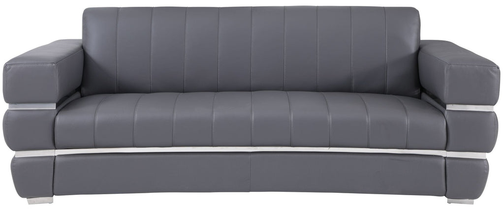 Global United 904GY-2PC 2 pc Orren ellis monza gray italian leather sofa and love seat set