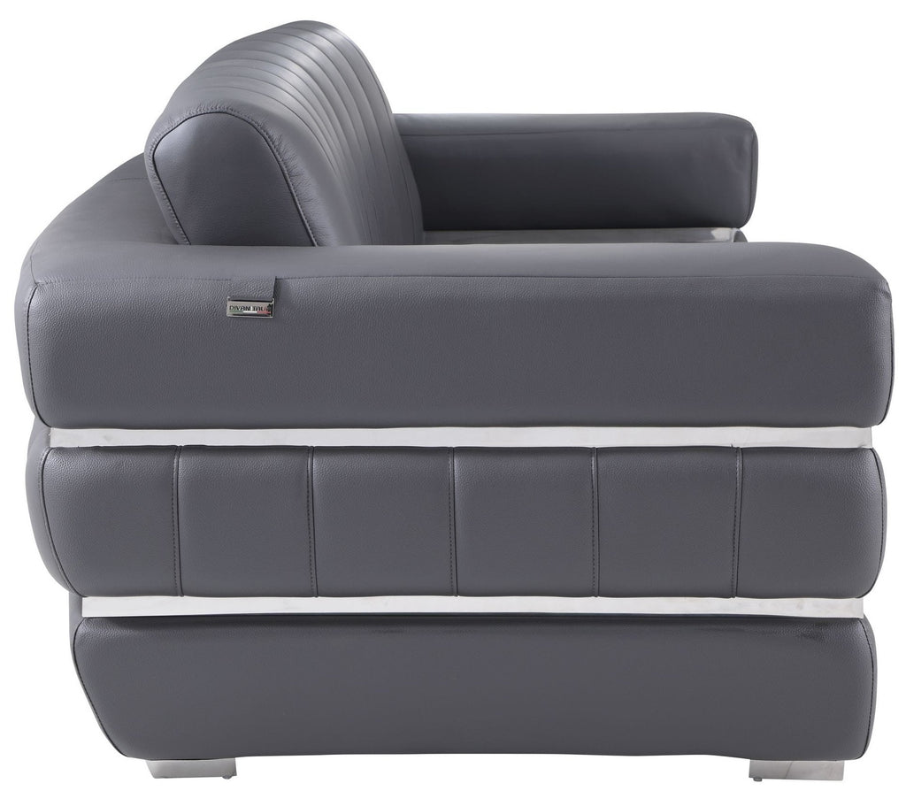 Global United 904GY-2PC 2 pc Orren ellis monza gray italian leather sofa and love seat set
