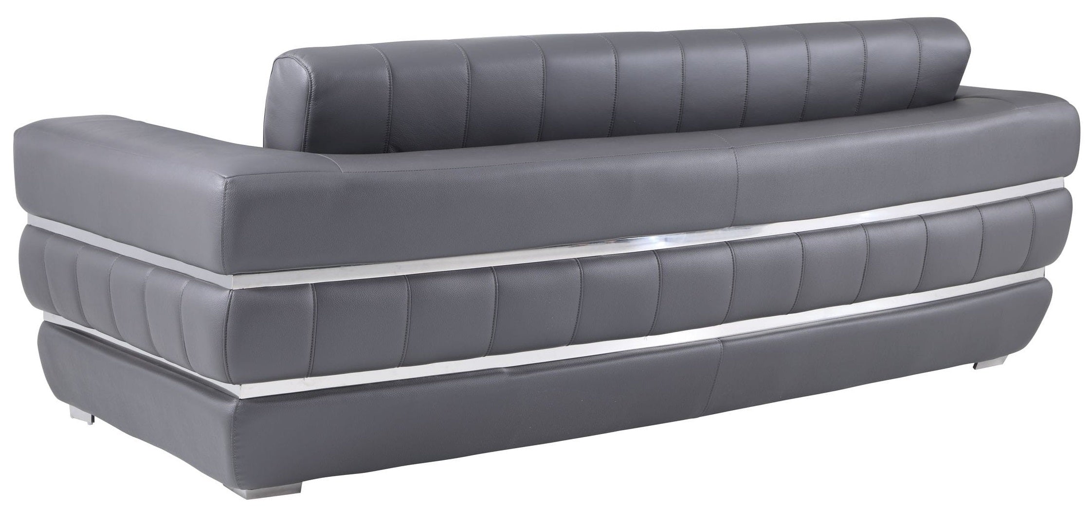 Global United 904GY-2PC 2 pc Orren ellis monza gray italian leather sofa and love seat set