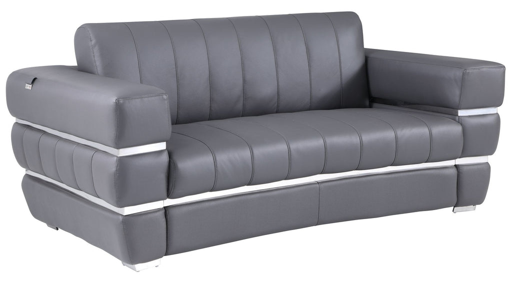 Global United 904GY-2PC 2 pc Orren ellis monza gray italian leather sofa and love seat set