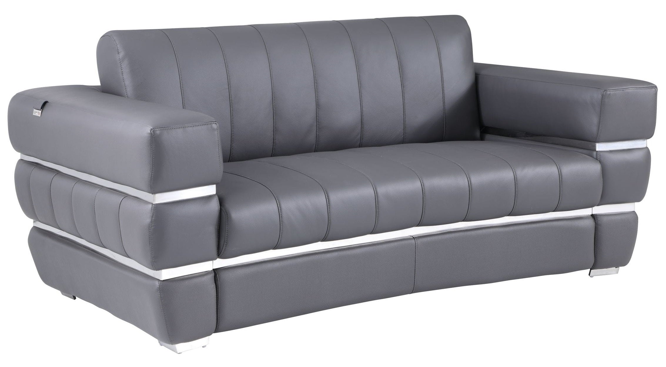 Global United 904GY-2PC 2 pc Orren ellis monza gray italian leather sofa and love seat set
