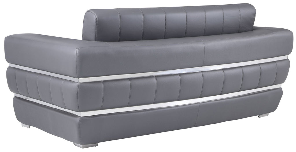 Global United 904GY-2PC 2 pc Orren ellis monza gray italian leather sofa and love seat set