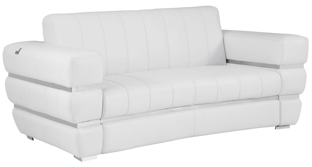 Global United 904WH-2PC 2 pc Orren ellis monza white italian leather sofa and love seat set