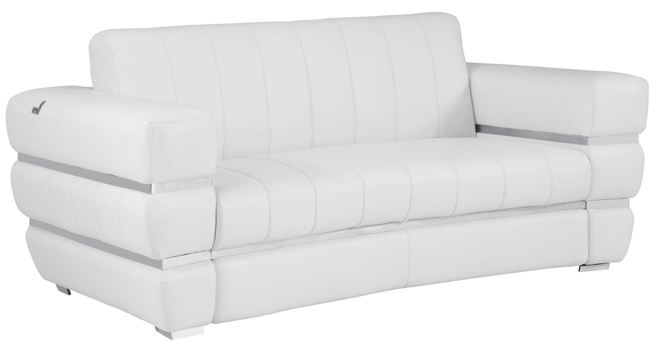 Global United 904WH-2PC 2 pc Orren ellis monza white italian leather sofa and love seat set