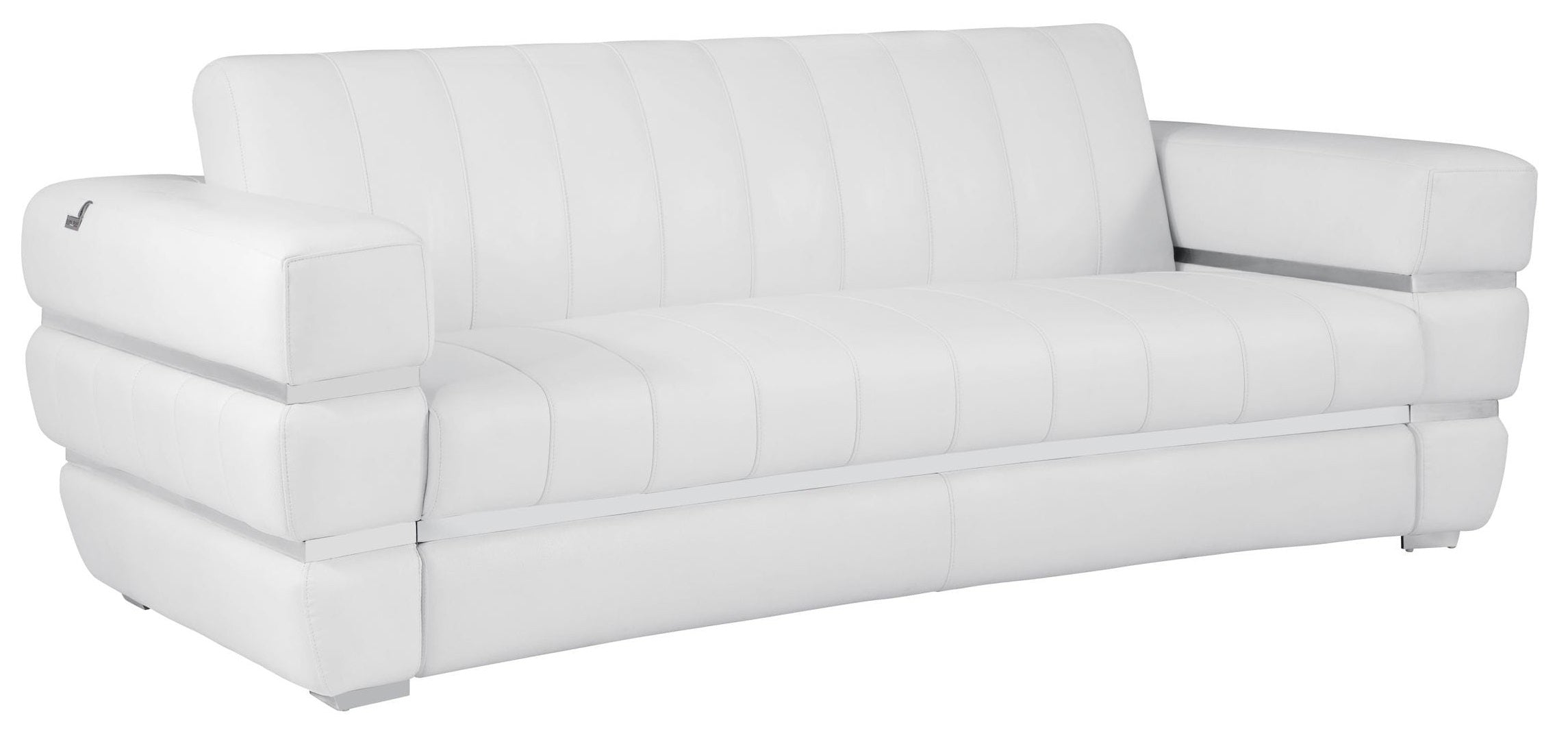 Global United 904WH-2PC 2 pc Orren ellis monza white italian leather sofa and love seat set