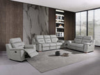 Global United Nova Light Gray Leather Gel 2-Piece Sofa and Love Seat Set with Recliner Ends – 9408GR-2PC