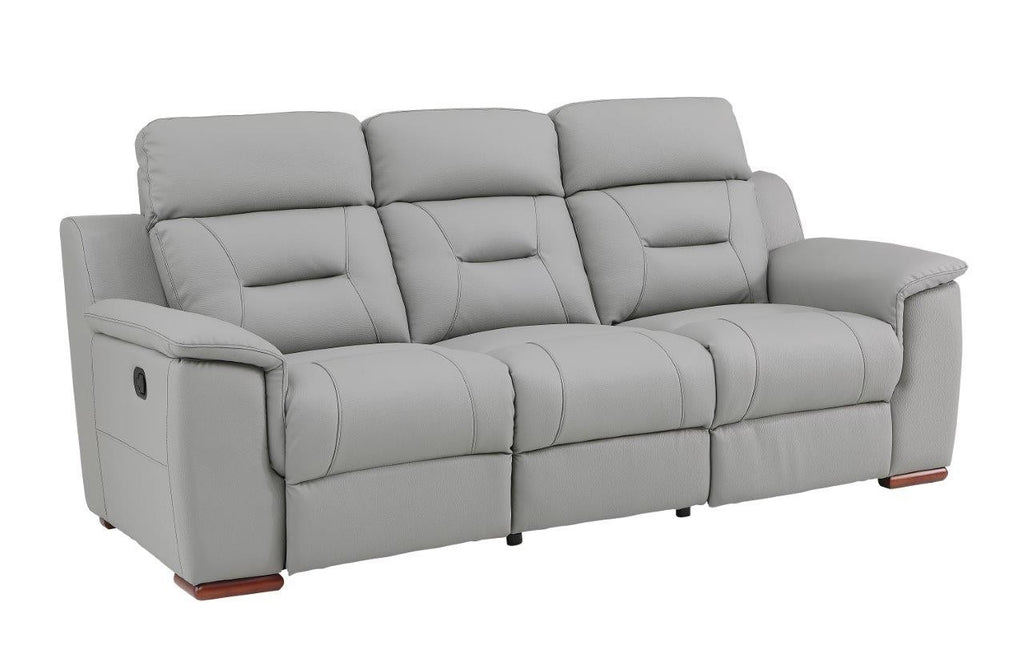 Global United 9408GR-2PC 2 pc Nova light gray leather gel sofa and love seat with recliner ends