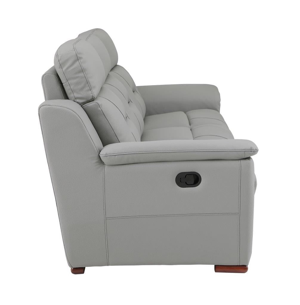 Global United 9408GR-2PC 2 pc Nova light gray leather gel sofa and love seat with recliner ends