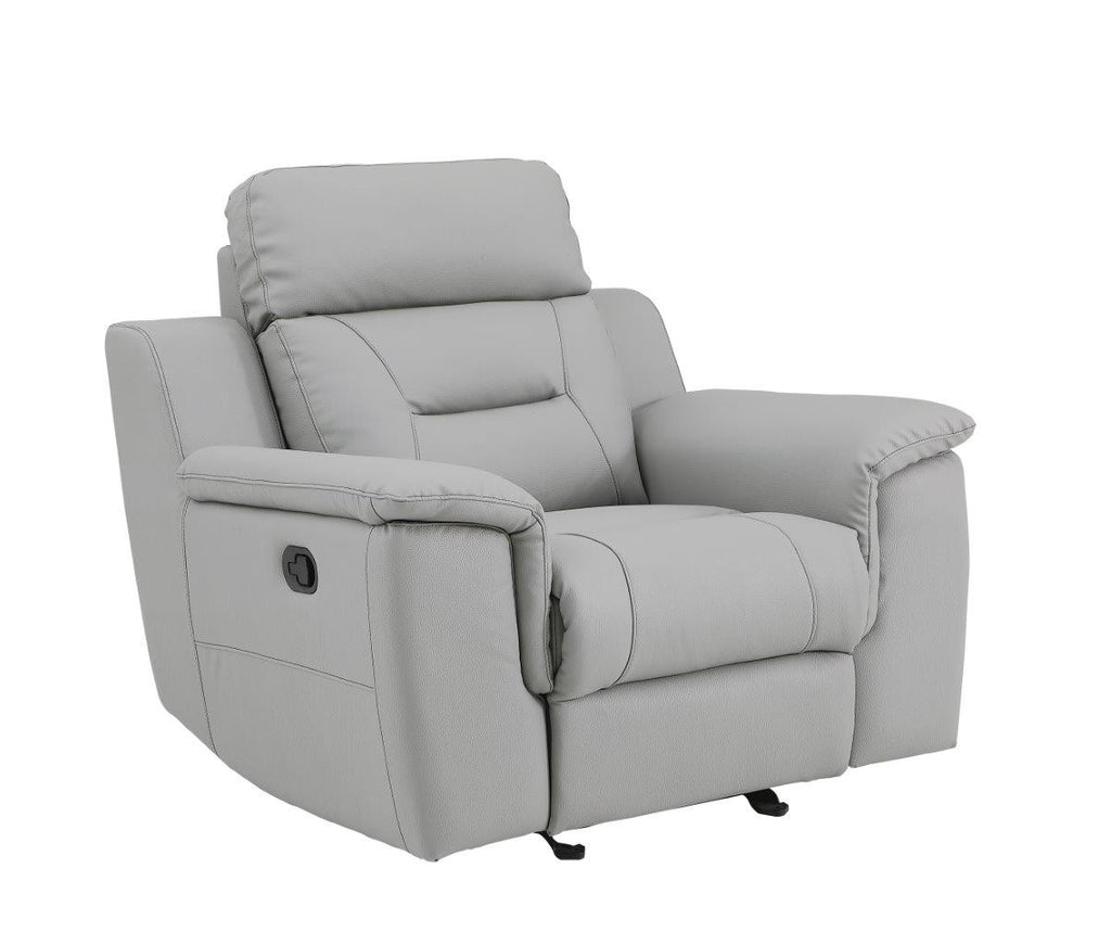 Global United 9408GR-2PC 2 pc Nova light gray leather gel sofa and love seat with recliner ends