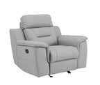 Global United 9408GR-2PC 2 pc Nova light gray leather gel sofa and love seat with recliner ends