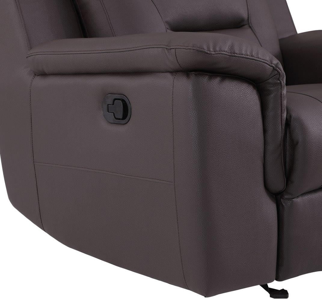 Global United 9408BR-2PC 2 pc Nova brown leather gel sofa and love seat with recliner ends