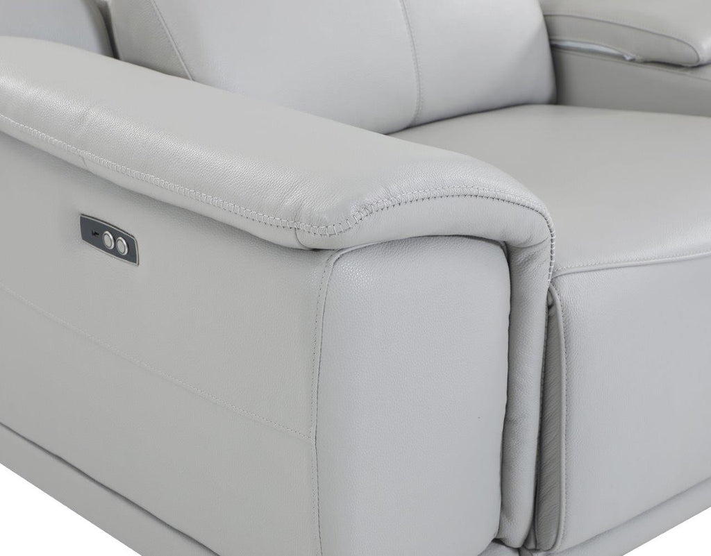 Global United 9762LG-5PC 5 pc DivanItalia light gray italian leather power reclining sectional sofa adjustable headrests