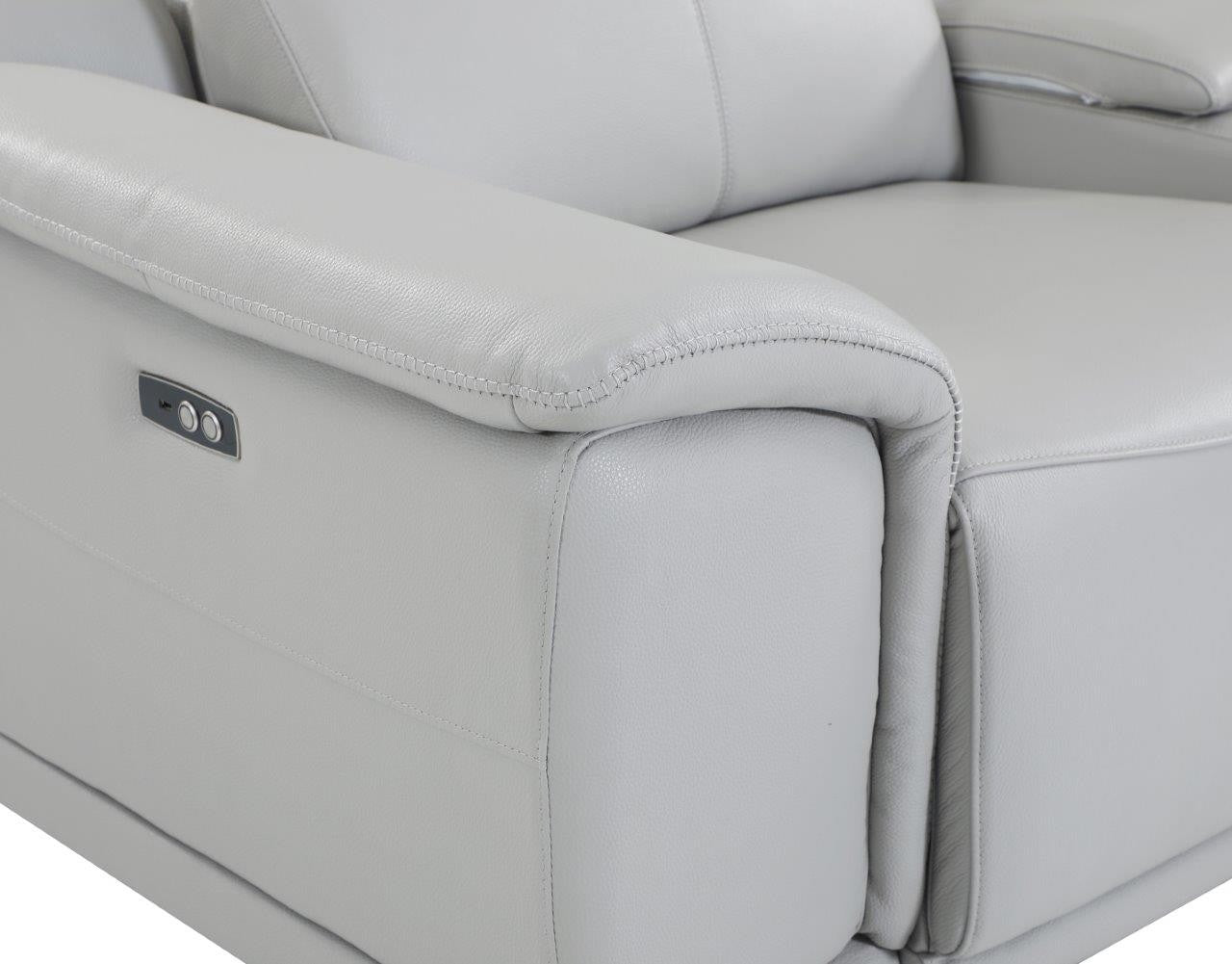 Global United 9762LG-5PC 5 pc DivanItalia light gray italian leather power reclining sectional sofa adjustable headrests